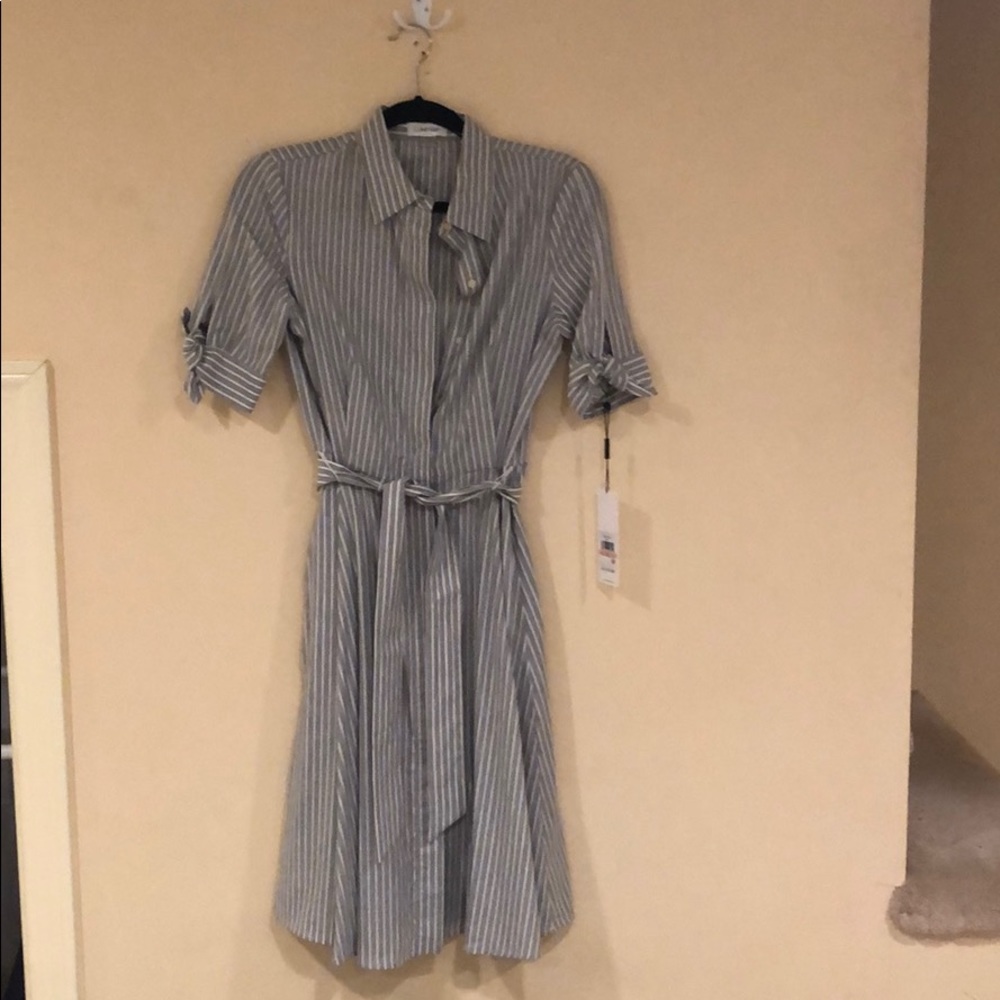 Calvin Klein belted button down dress